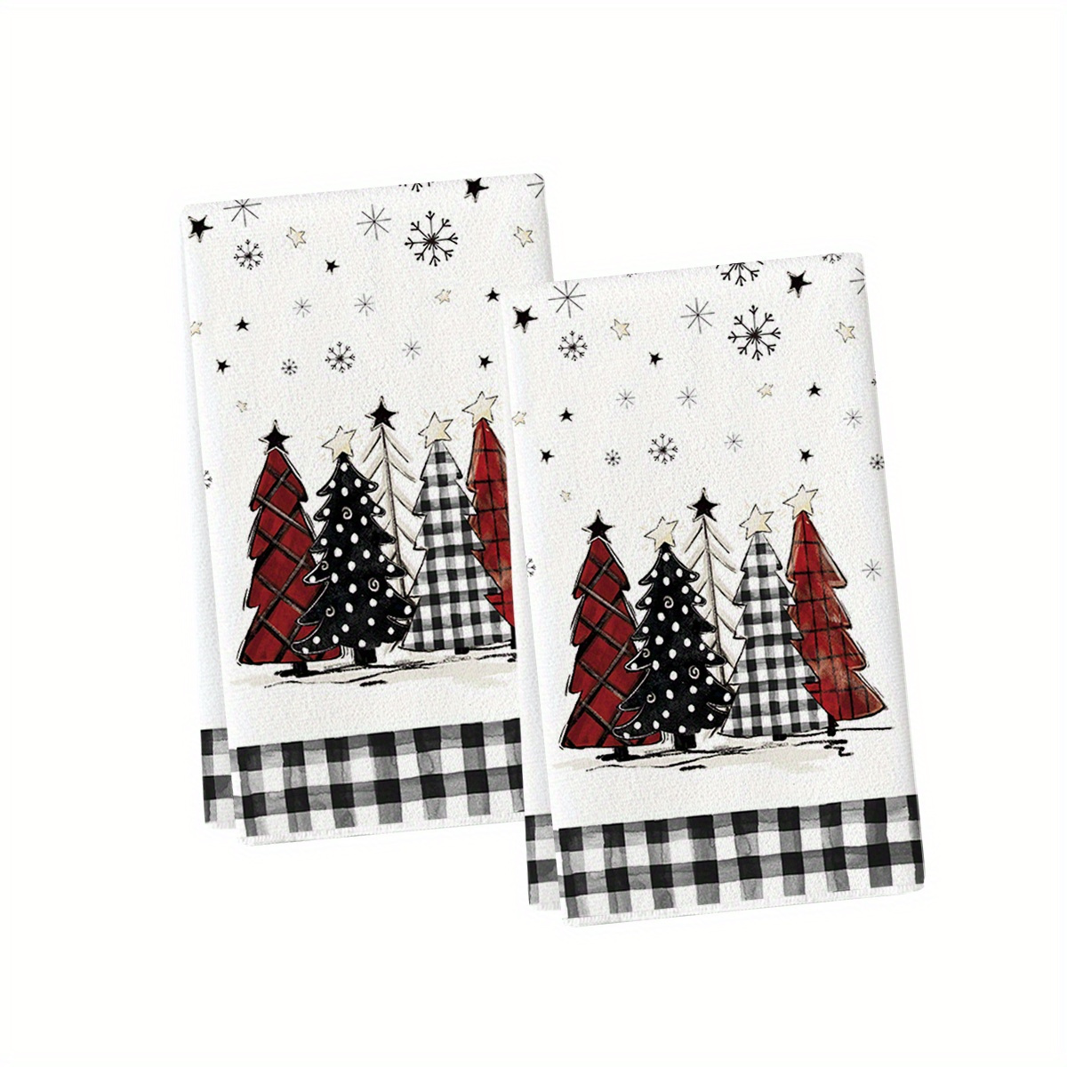 

Sm:)e Black White Buffalo Plaid Trees Christmas Kitchen Towels Dish Towels, 18x26 Inch Daily Seasonal Winter Room Funky Home Decoration Hand Towels Set Of 2/ 3/ 4