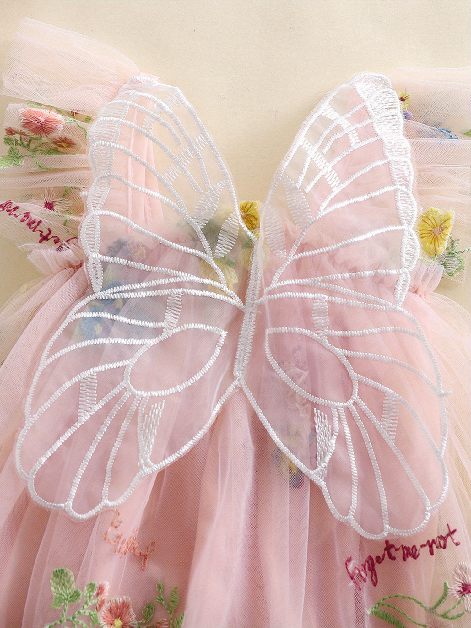 smocked drop-waist maxi dress Barbie Kid Girl Glitter Letter Graphic Long-sleeve Mesh Fairy Dress Ro main image 0