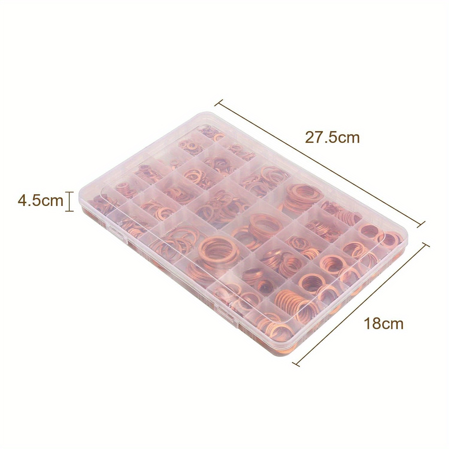 568pcs Copper Rings Sealing Rings Assortment Set Copper Sealing Rings Copper Washers Flat 30 Different Sizes With Storage Box For Screws Fasteners