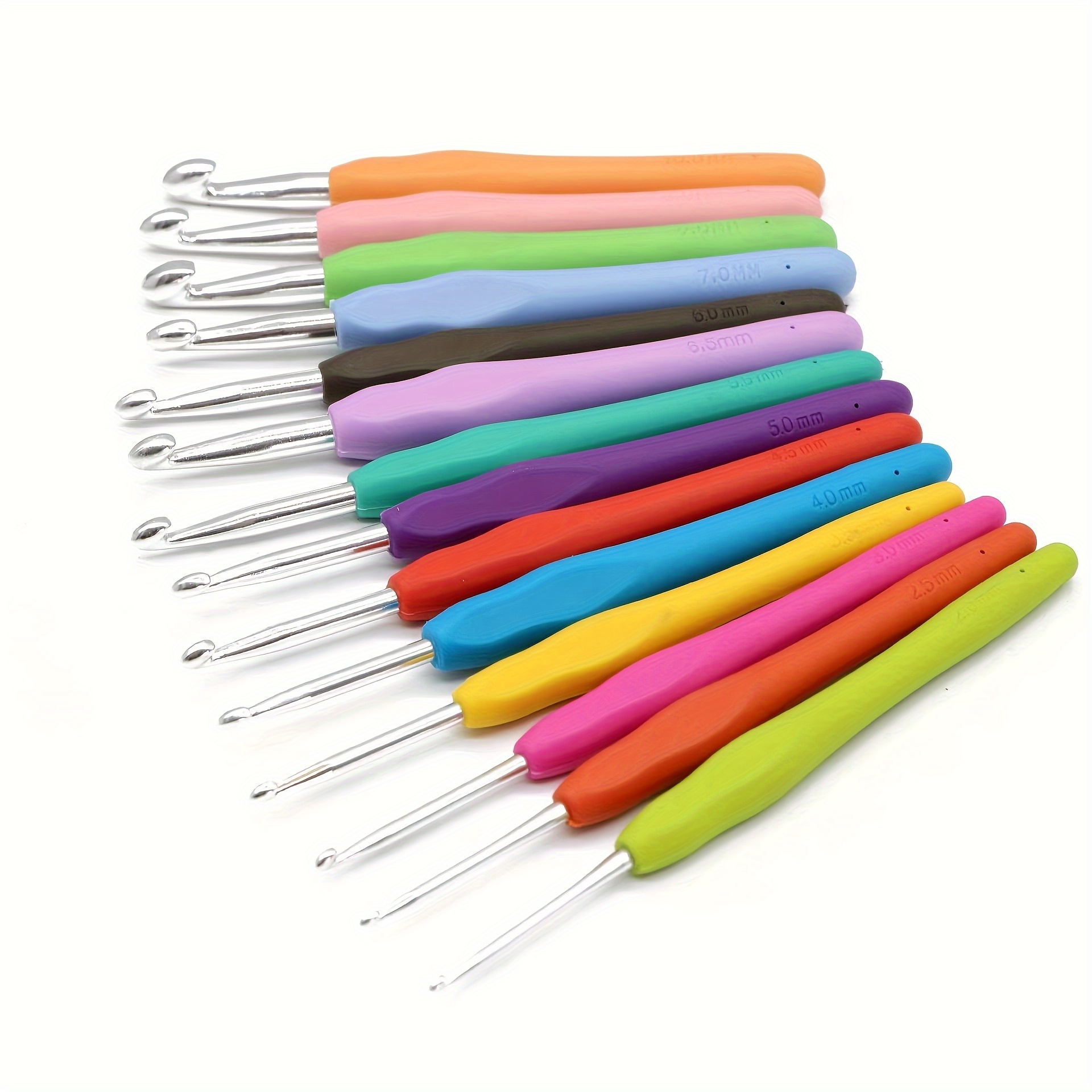 

14-piece Crochet Hook Set - Comfort Grip Handles, Smooth Aluminum Needles, Diverse Sizes, Ideal For Beginners & Experienced Crafters, Multicolored