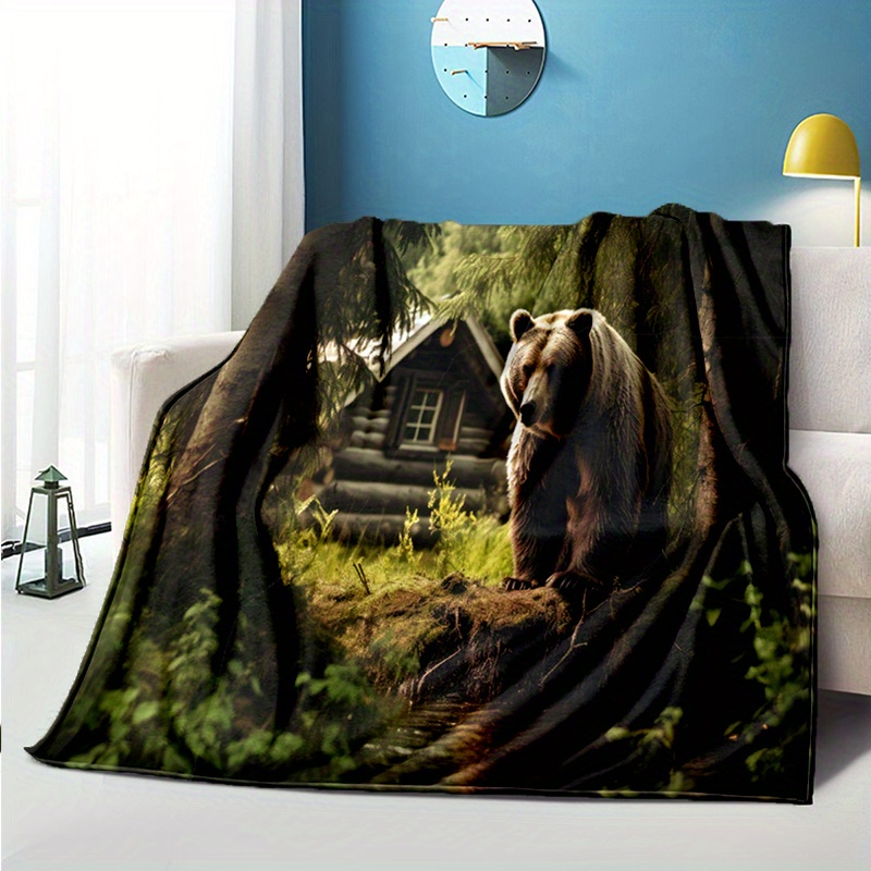 

Wild Bear Blanket Family Sofa Bed Blanket Picnic Casual Nap Machine Washed Blanket Soft And Comfortable