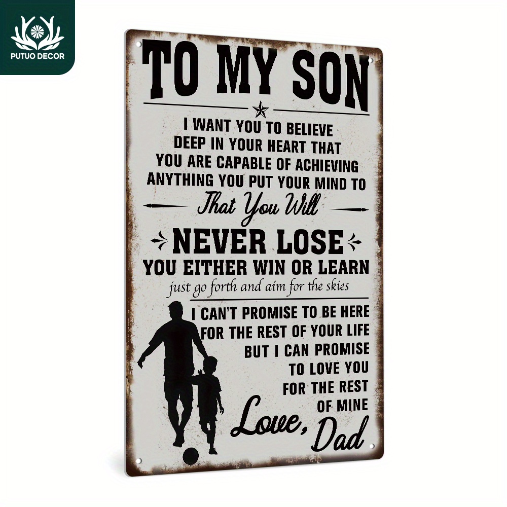 vintage metal tin sign to my son inspirational wall art for home decor 0