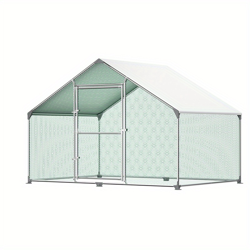 Image of Galvanized Steel Chicken Coop Outdoor With Lock, Small Animal Cage, Outdoor Fence, Chicken Coop, Chicken/bird Poultry Cage With Roof, Cage, Small Animal Cage (3x2m)