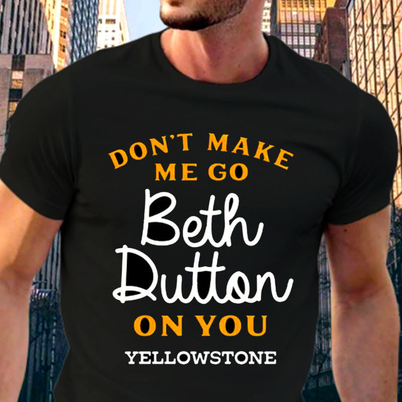 

Yellowstone Print Men's Cotton Top, Casual Short Sleeve Crew Neck T-shirt, Men's Western Cowboy Print Clothing For Outdoor