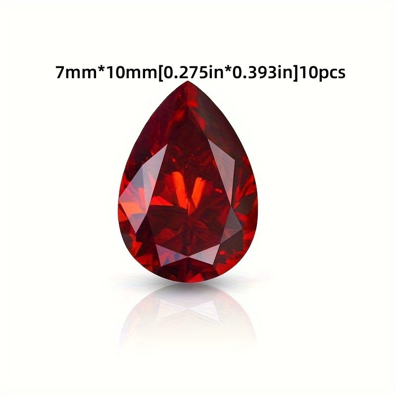 10pcs 7x10mm Stunning 1-2 Carat Red Pear-shaped Glass Crystals - Bright Loose Beads For Jewelry Making