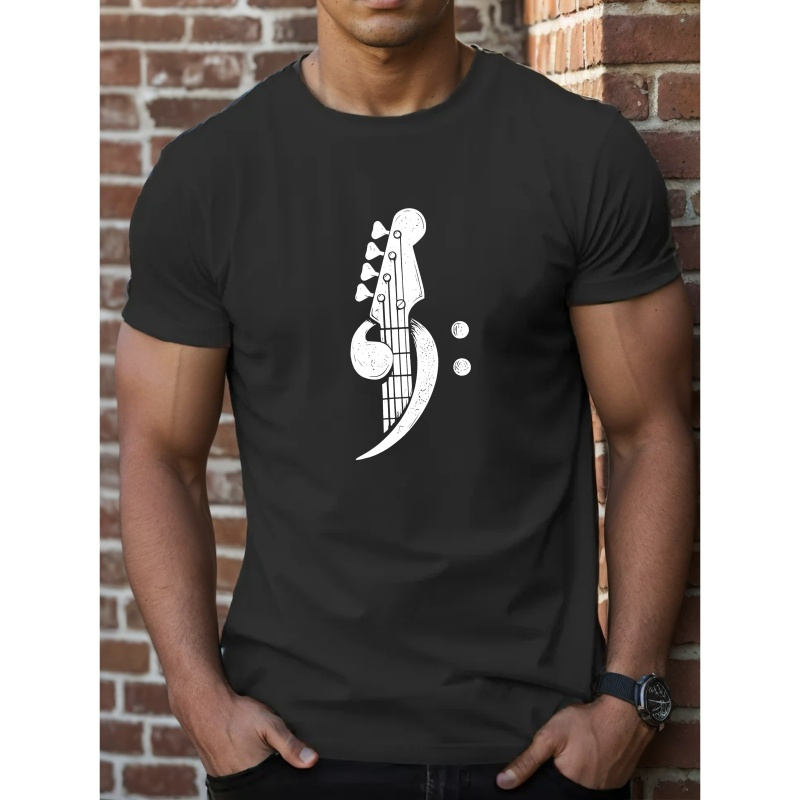 

Bass Music Simple Printing Men's Summer New Classic Solid Color Loose Original Short Sleeved T-shirt, Casual Comfortable Stylish Home Sports Top