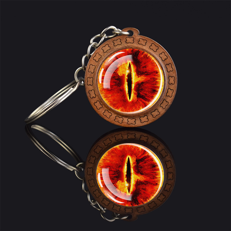 TEMU Llavero Funky Ojo de con Incrustación de Vidrio - Colgante de Madera, Joyería de Moda para Hombres