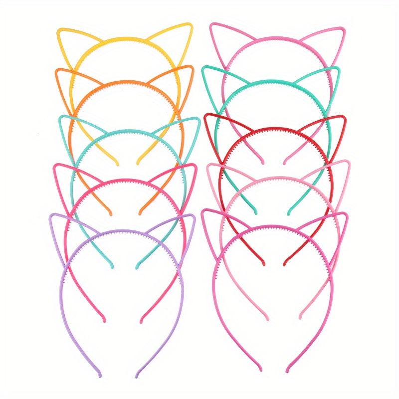 

12 Of Cat Ear Headbands - Plastic, Suitable For 15 And Up,
