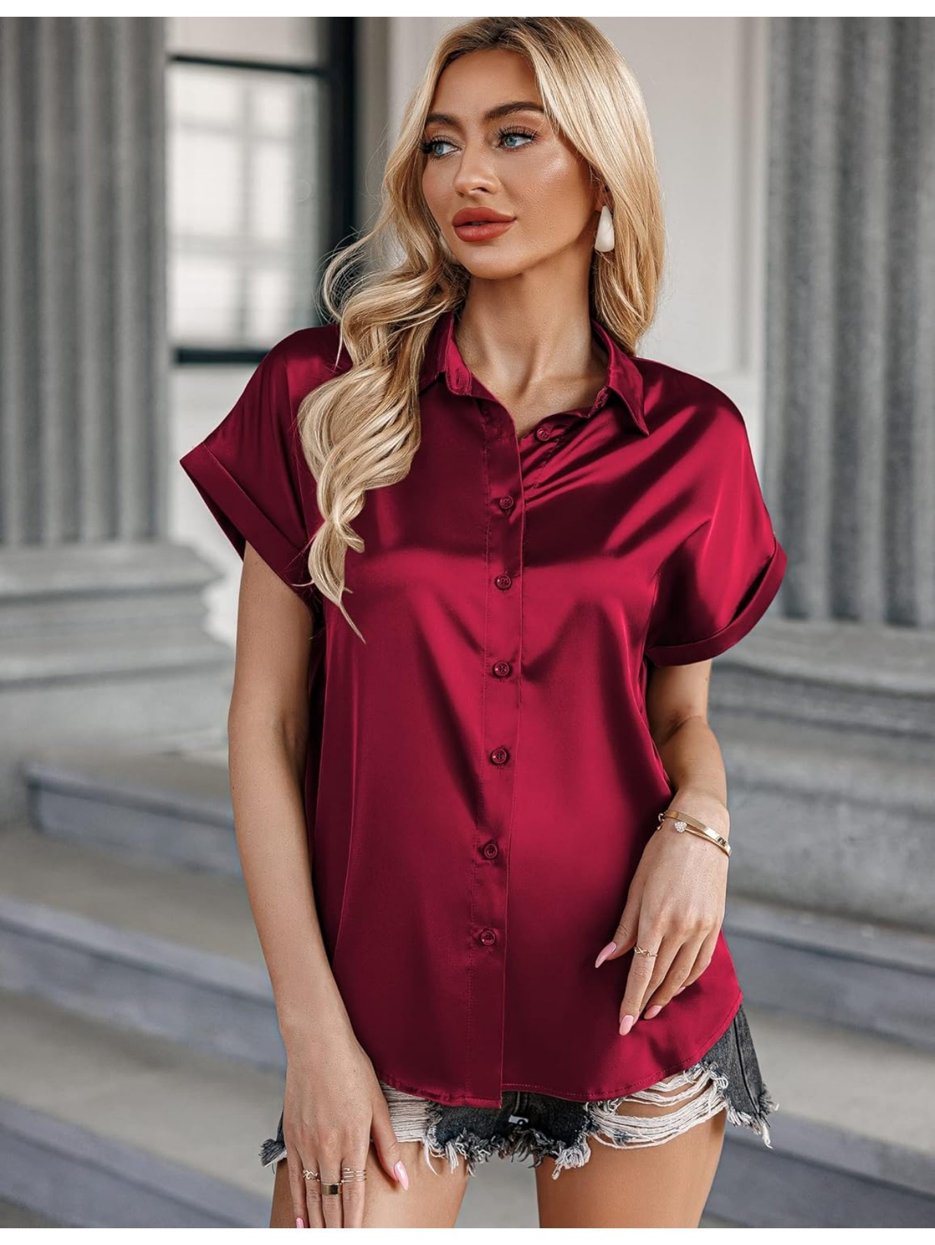 satin business blouse
