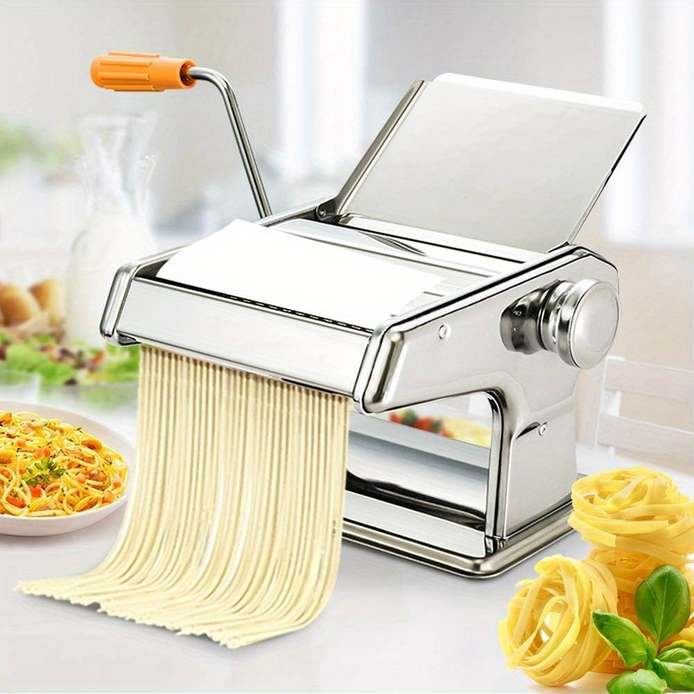 TEMU Pasta Handmade Pasta Maker Pasta Maker Sturdy Handmade Pasta Cutter 3 In 1 Stainless Steel Manual Maker Dough Roller Long Pasta Thin Pasta Thick