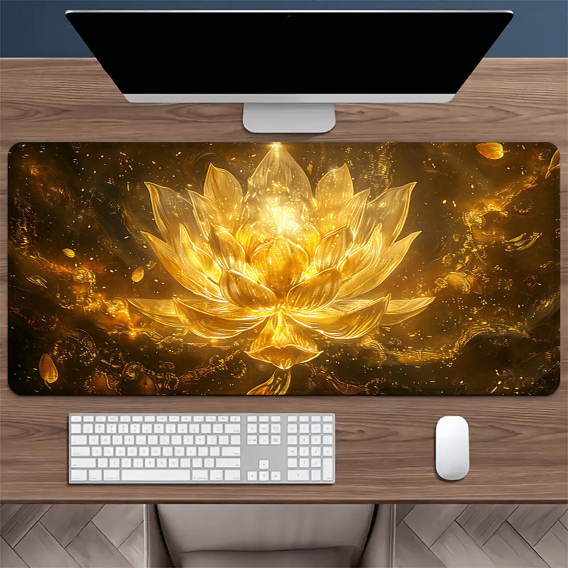 

Luxurious Golden For Lotus Xxl Gaming Mouse Pad - Large, Non-slip Rubber Base Desk Mat With For Home Office & Gaming - , Design - Perfect Gift For Women Mouse Pads For Desk