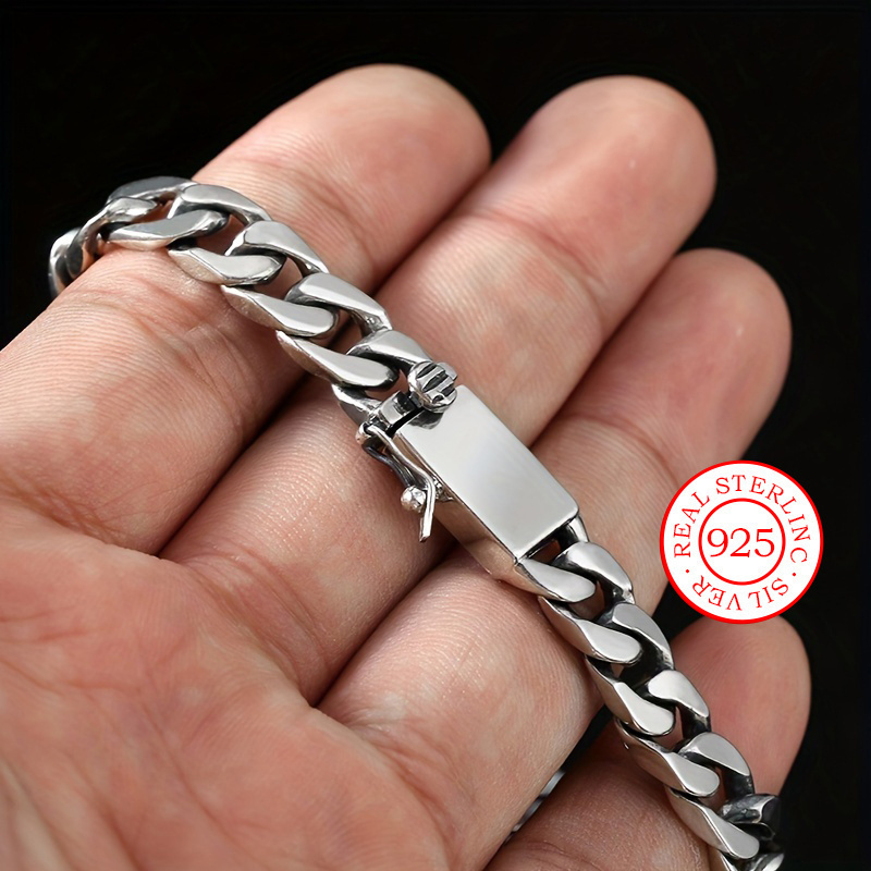 

Retro Cuban Chain Bracelet- Sterling Silver Jewelry- Fashion Bracelet