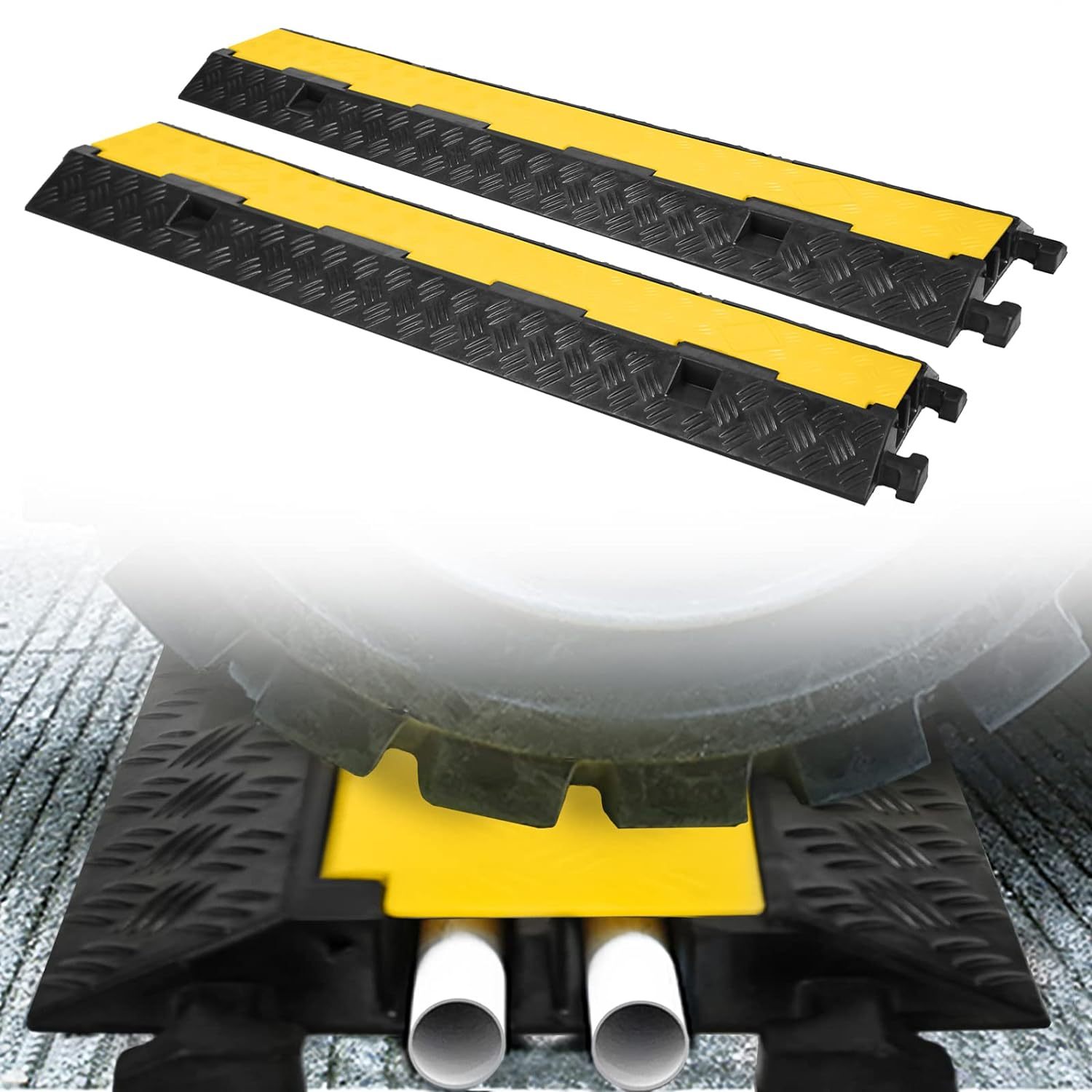 Floor Cable Bridge Floor Cable Duct 2 Pieces Rubber Cable Hose Bridge Protection For Connecting Cords And Wires 100x24x5cm