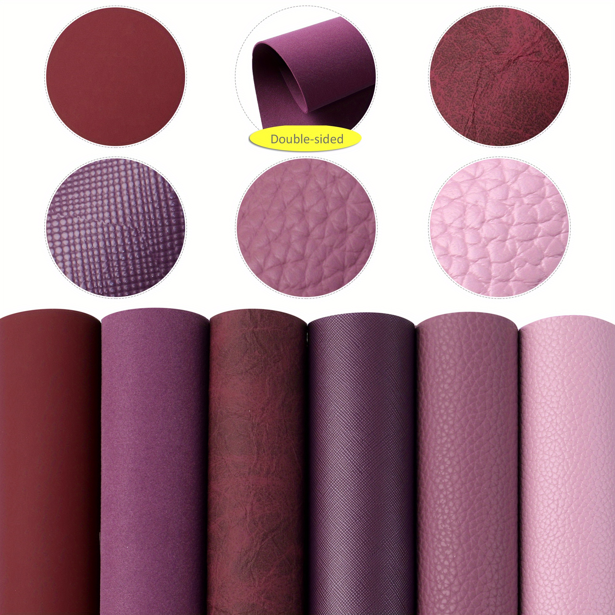 TEMU 6pcs/set 7.87x12.99inch Solid Color Faux Leather Set Synthetic Leather Fabric Sheets For Diy Earrings Hair Bows Crafts Projects