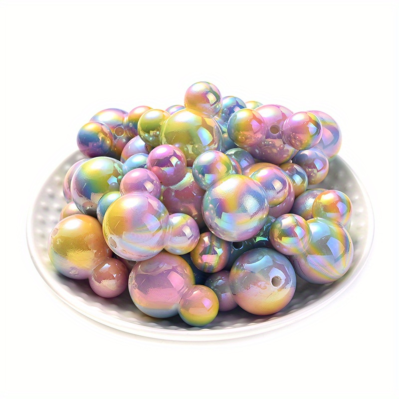 Image of 5pcs 30×25mm Acrylic Loose Spacer Beads Colorful Animal Bear Head Acrylic Beads For Handmade Jewelry Making Bead Necklace Bracelet Earrings Keychain Additions Decoration Gift Crafts