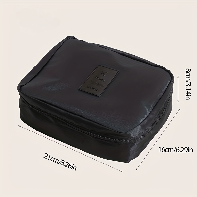 TEMU Compact Waterproof Cosmetic & Toiletry Bag - Zipper, Brush Organizer, For Travel & Everyday Use