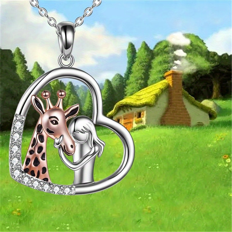 TEMU Fashion Cute Warm Giraffe Necklace Party Commemorative Versatile Exquisite Christmas Gift