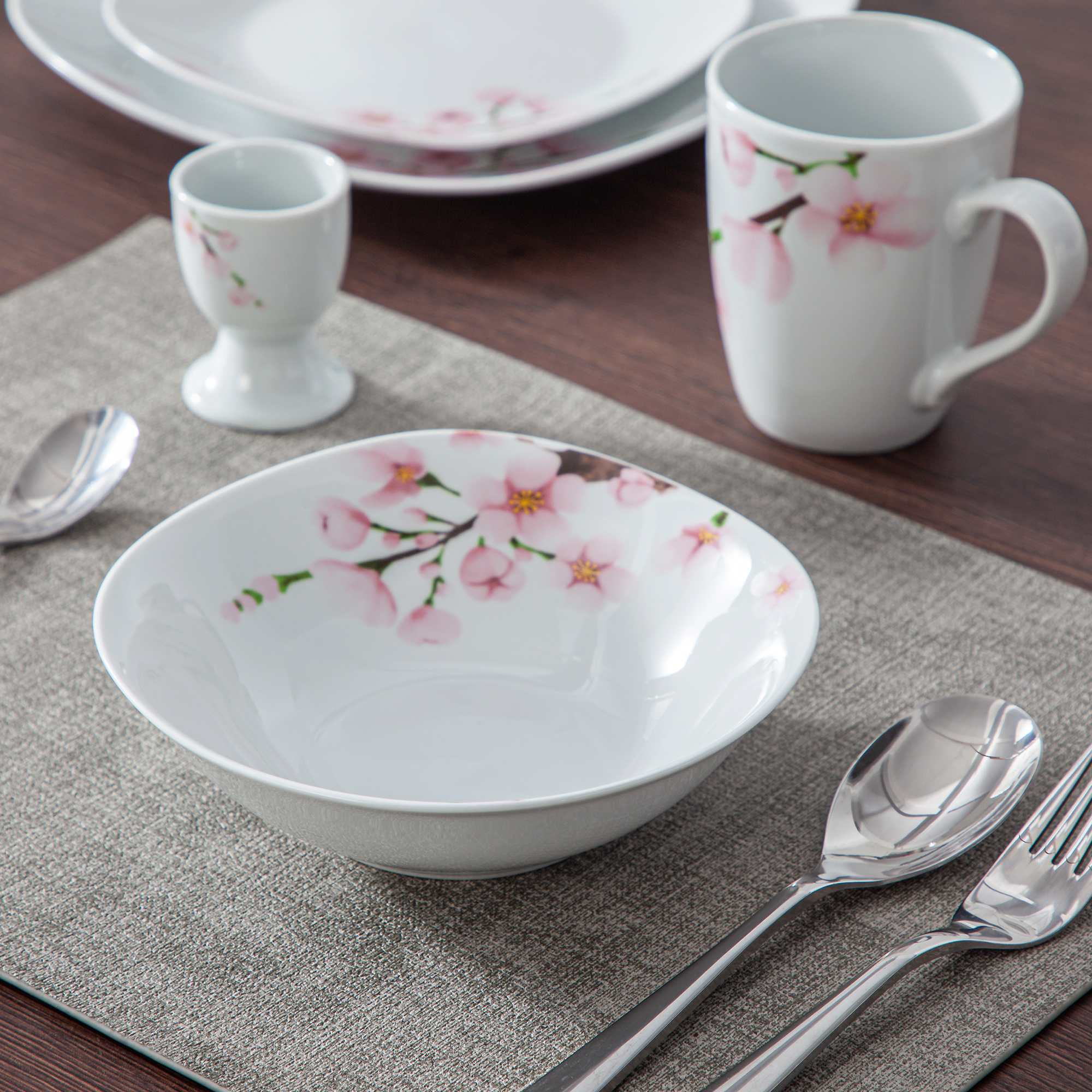Juego de vajilla de porcelana de 20 piezas con juego de vajilla floral rosa  que platos platos de tazas y hueveras, servicio pa