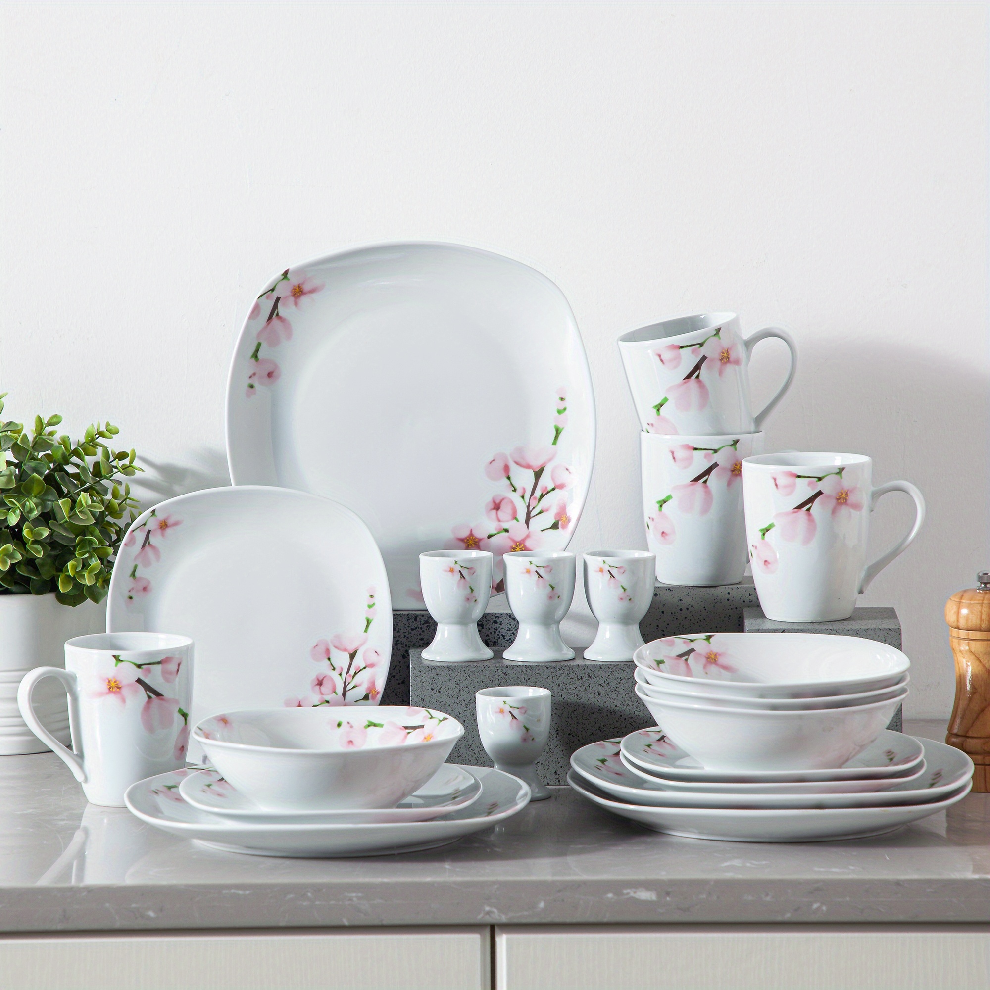 20 piece porcelain dinnerware set pink floral dinnerware Temu