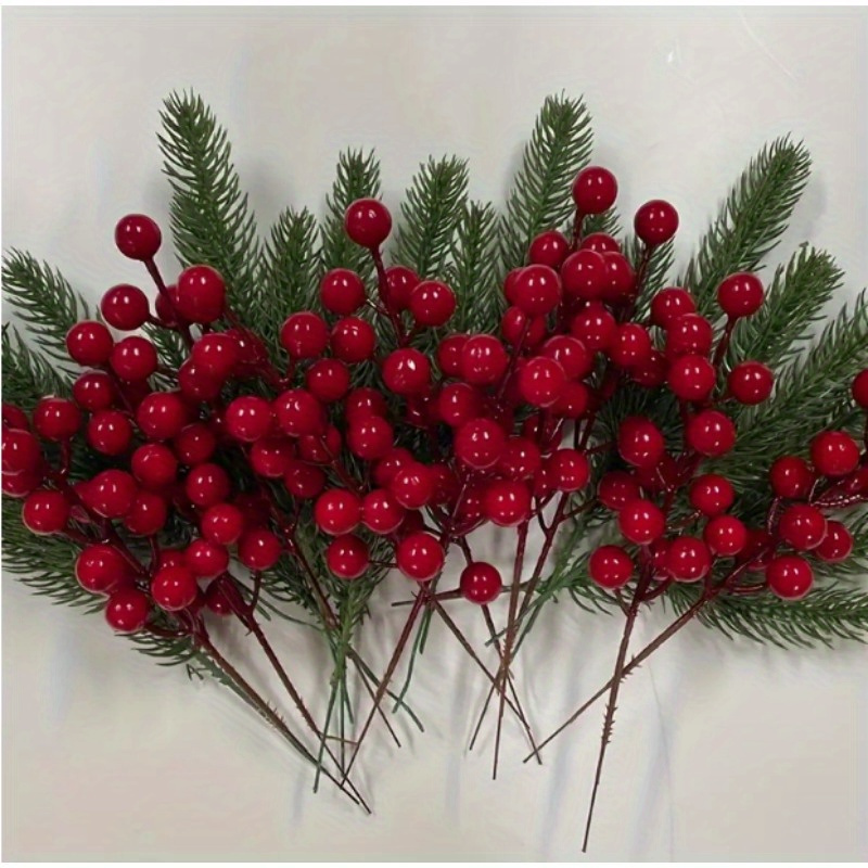 Set Of 10 Artificial Pine Needle Branches With Stems, Perfect For Christmas Wreaths And Home Decor