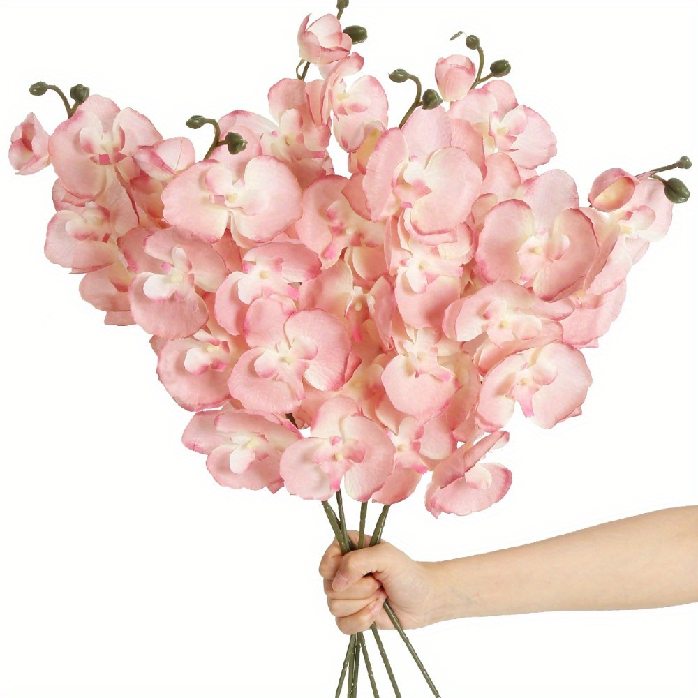 TEMU 10pcs Of 26.77 Inch Artificial Moths, Artificial Flowers With Real Touch, Fake Orchid Moths, Outdoor Simulation Flowers, Suitable For Family