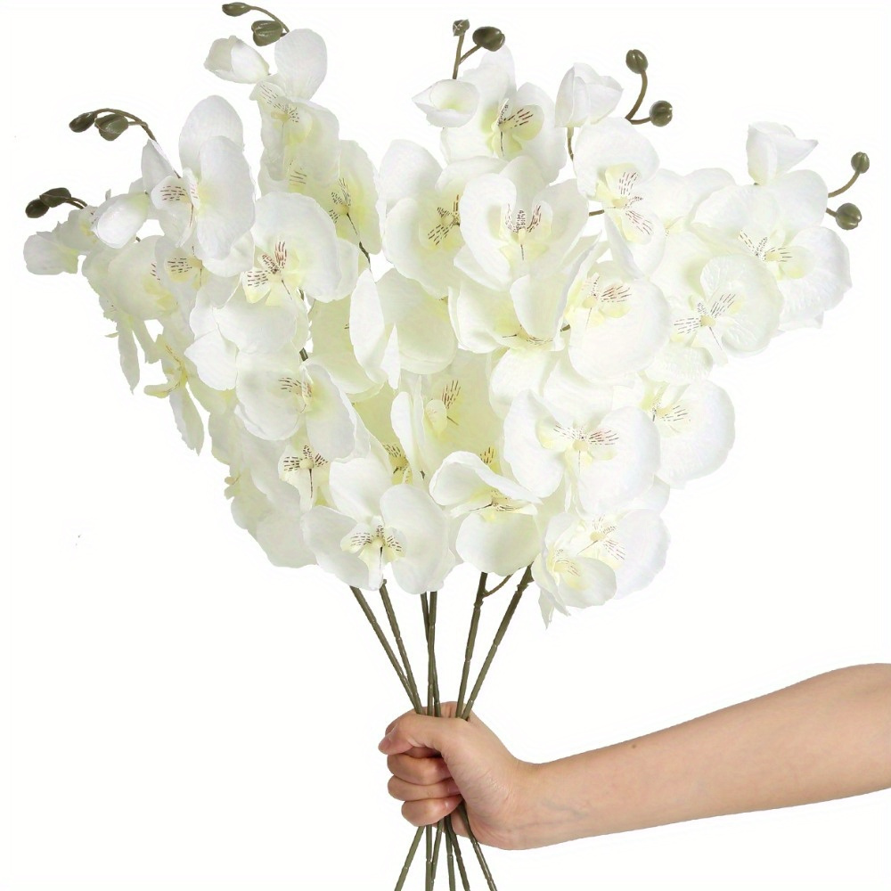TEMU 9 Pcs 26.77in Artificial Phalaenopsis Artificial Flowers Real Touch Fake Orchid Phalaenopsis For Wedding Bridal Shower Decoration