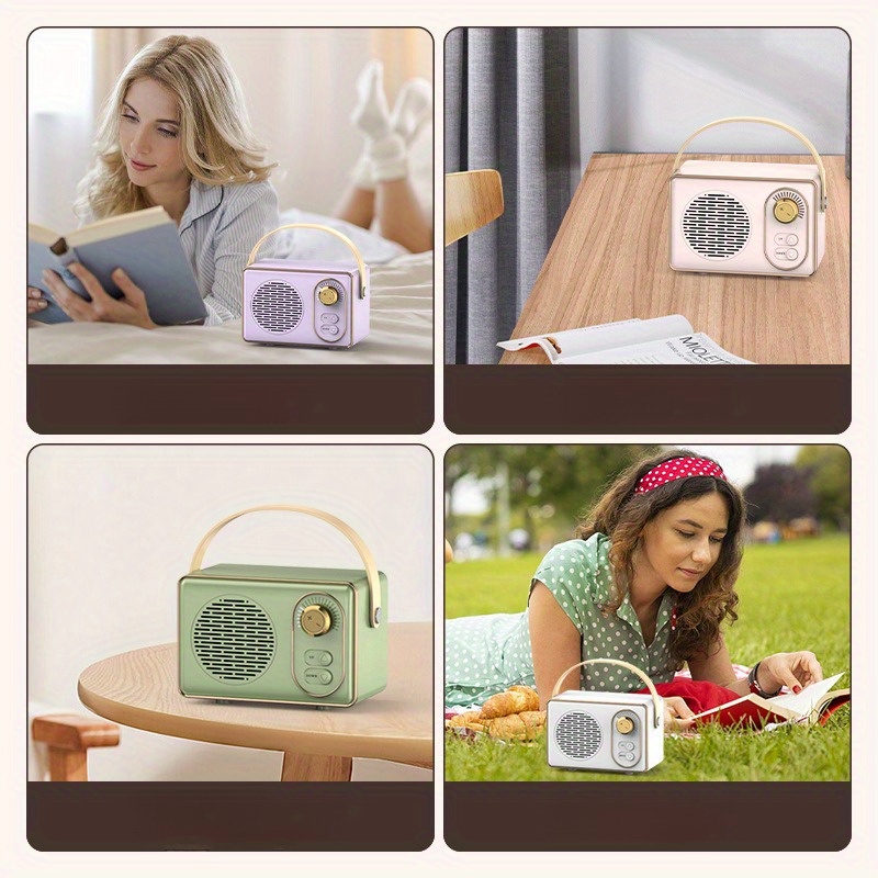 retro speakers outdoor portable usb flash drive tf card wireless high quality creative small speaker with fm ideal for family parties camping birthday gifts details 4