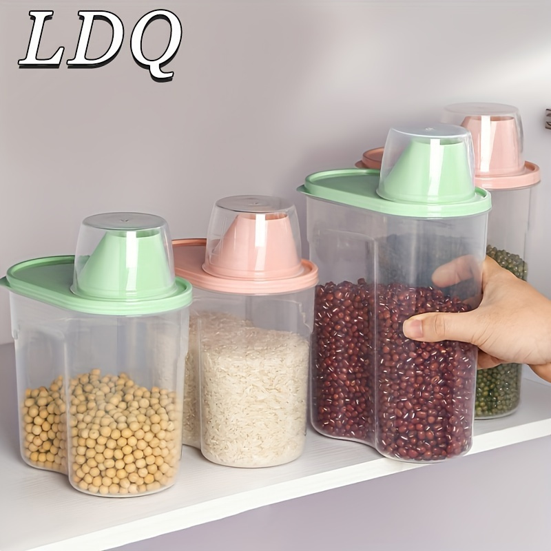 

4pcs Clear Plastic Food Storage Container Set With Pour Spout Lids - 84.5oz & 64oz Sizes For Rice, Pasta, Tea, Nuts, Coffee Beans - Ideal For Kitchen Organization And Outdoor Use