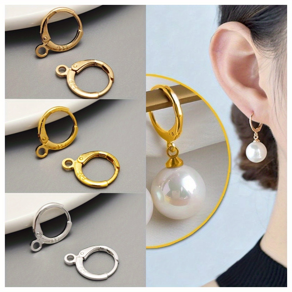 

10/20/50pcs Golden And Silvery Rose Golden Supplies Simple Men And Women Earrings Making Original Open Ear Clasps