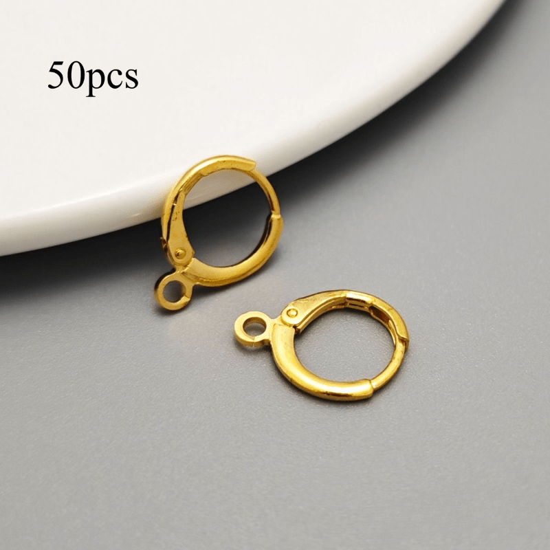 10/20/50pcs Golden, Silvery, Rose Golden Supplies, Simple Unisex Earring Making Components, Open Earring Backs