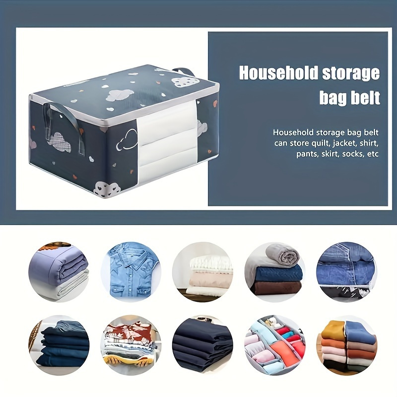 multi purpose foldable storage bag set with handles large capacity dust moisture resistant organizer for blankets bedding moving unscented no battery   operation details 6