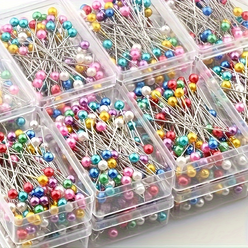 Bulk Pack of 100 Large Head Pins with Beaded Ends for DIY Crafts and Sewing Projects - Mixed Colors
