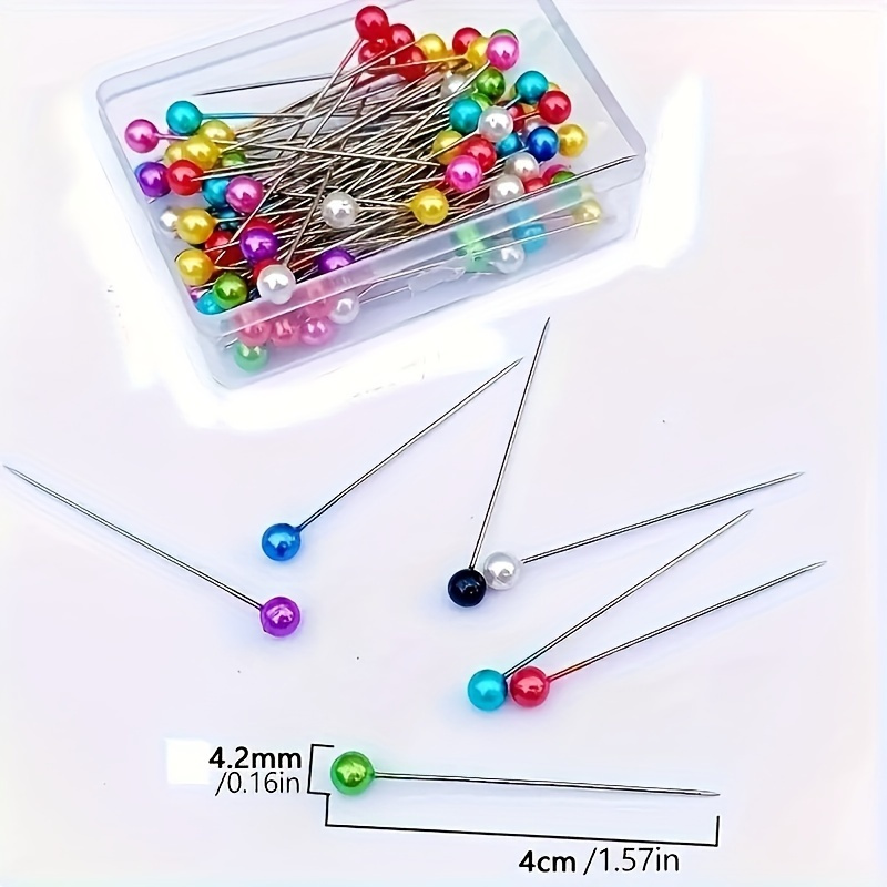 Bulk Pack of 100 Large Head Pins with Beaded Ends for DIY Crafts and Sewing Projects - Mixed Colors