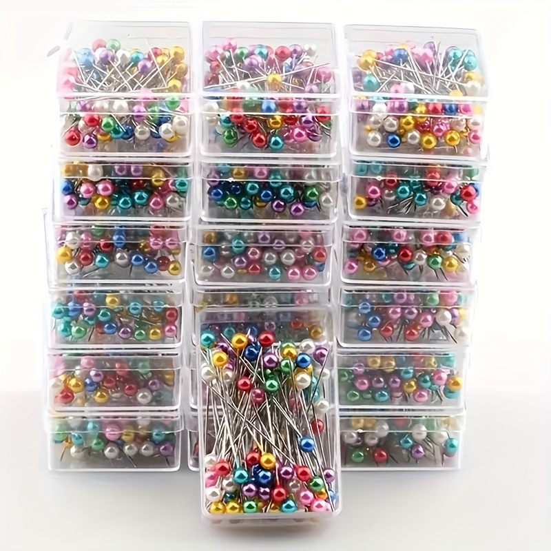 Bulk Pack of 100 Large Head Pins with Beaded Ends for DIY Crafts and Sewing Projects - Mixed Colors