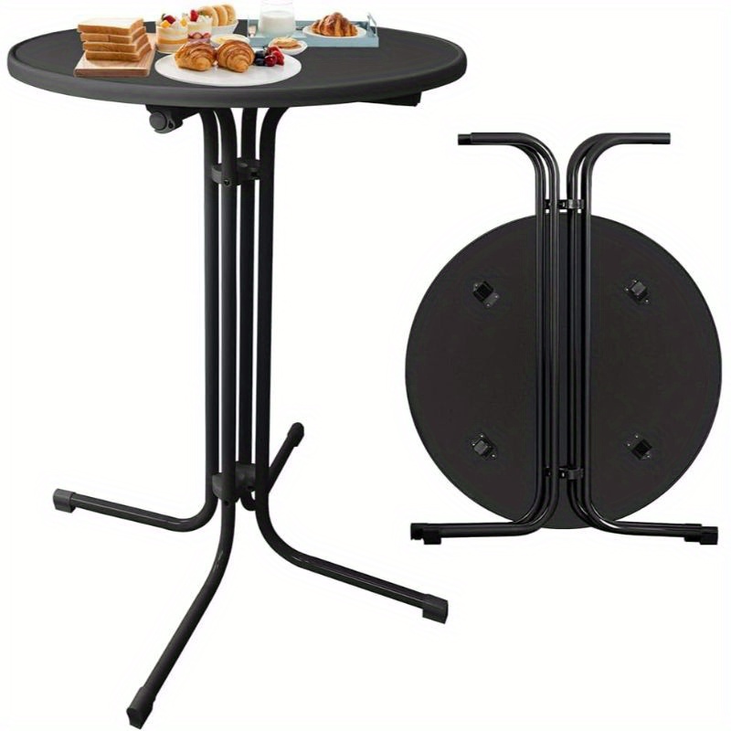 80cm Round Folding Bar Table Heavy-duty -weather & Heat-resistant Folding Table With Frame & Chipboard Top - Space- Indoor/outdoor Bistro Table For Cafe,, Garden - Modern Folding Round Table (/)