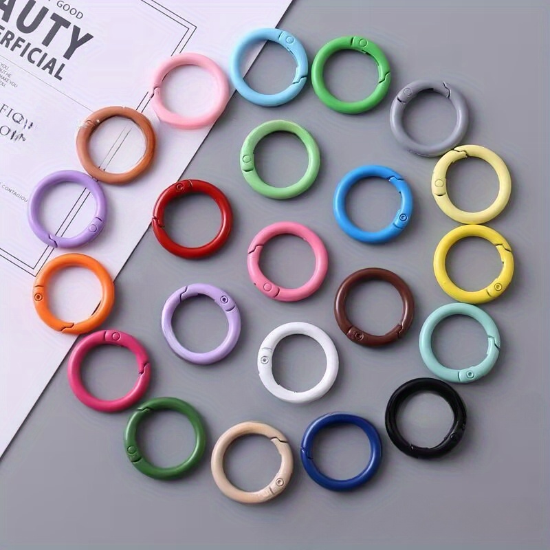 

50pcs Spring Ring Keychains, Alloy Open Clasp , Making Craft Accessories, 25mm Circular Key Ring Findings