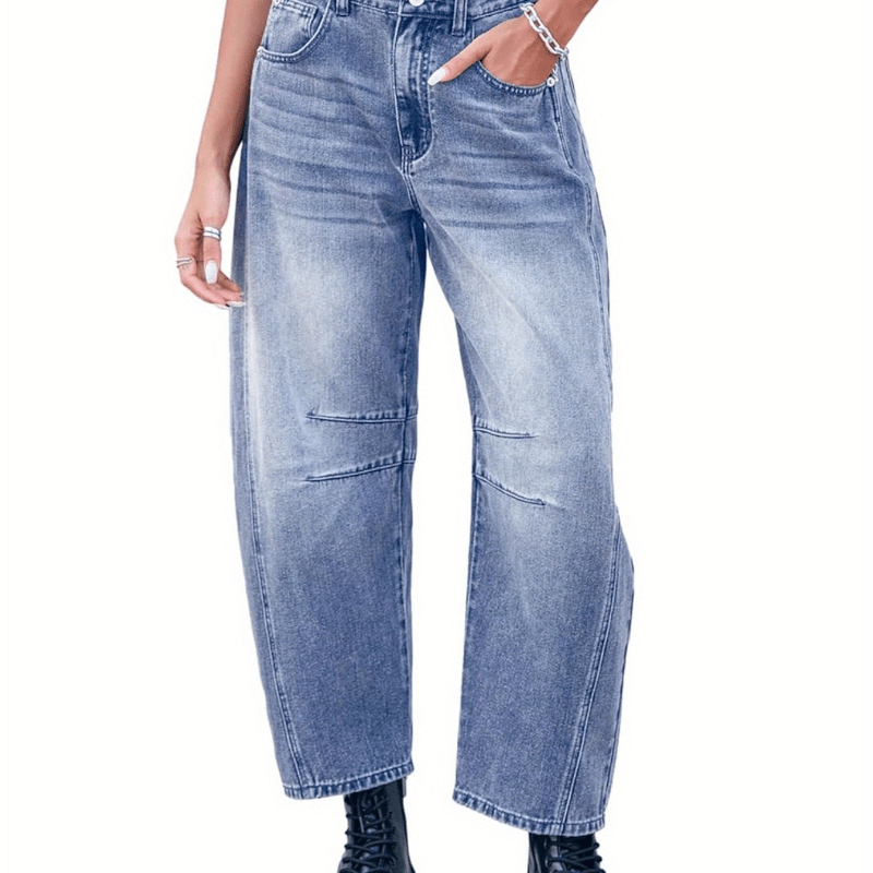 

Women's Barrel Jeans Wide Leg Barrel Denim Ankle Pants Y2k Baggy Retro Style Boyfriend Jeans