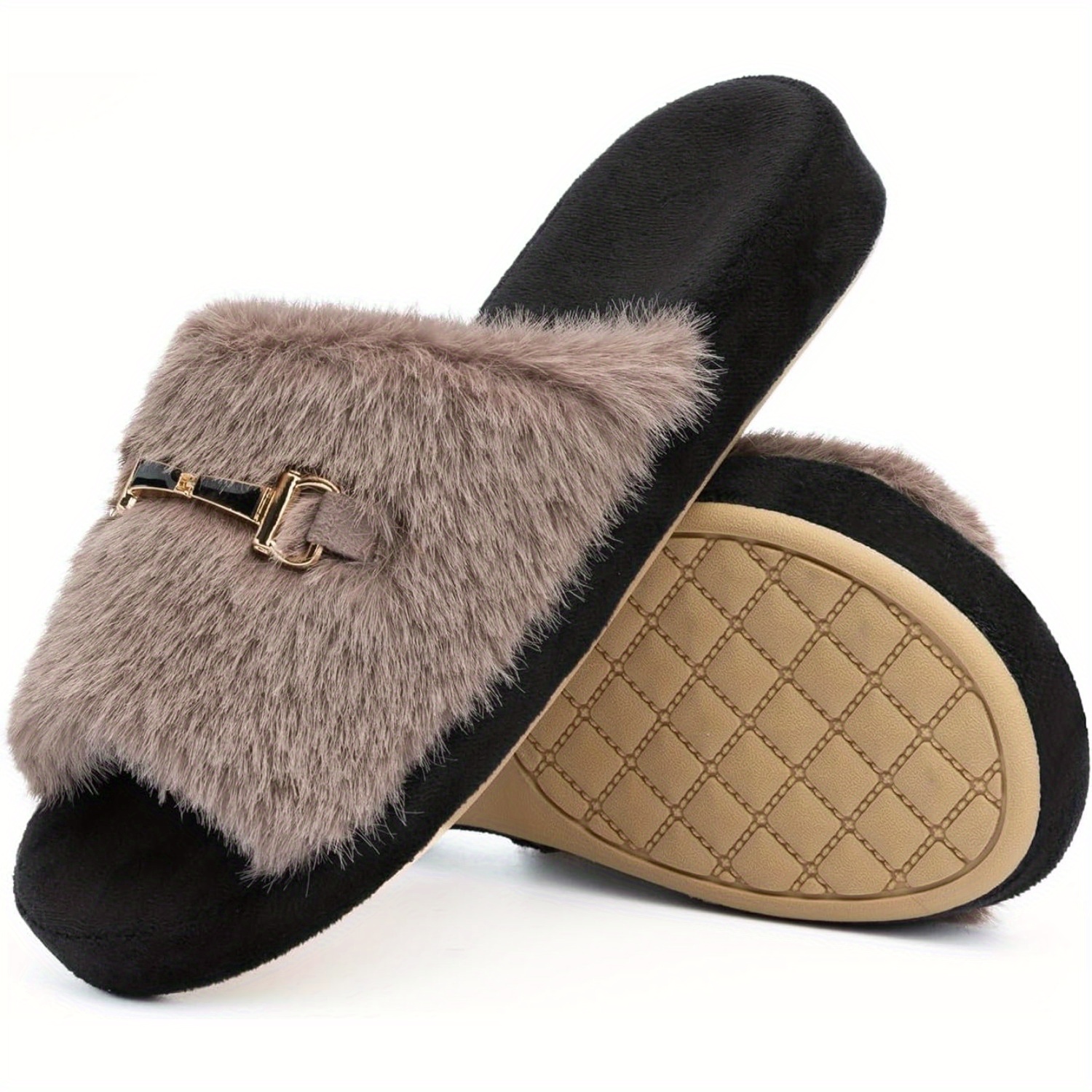 Open Toe Shearling Slippers With Arch Support Women's Arch Support