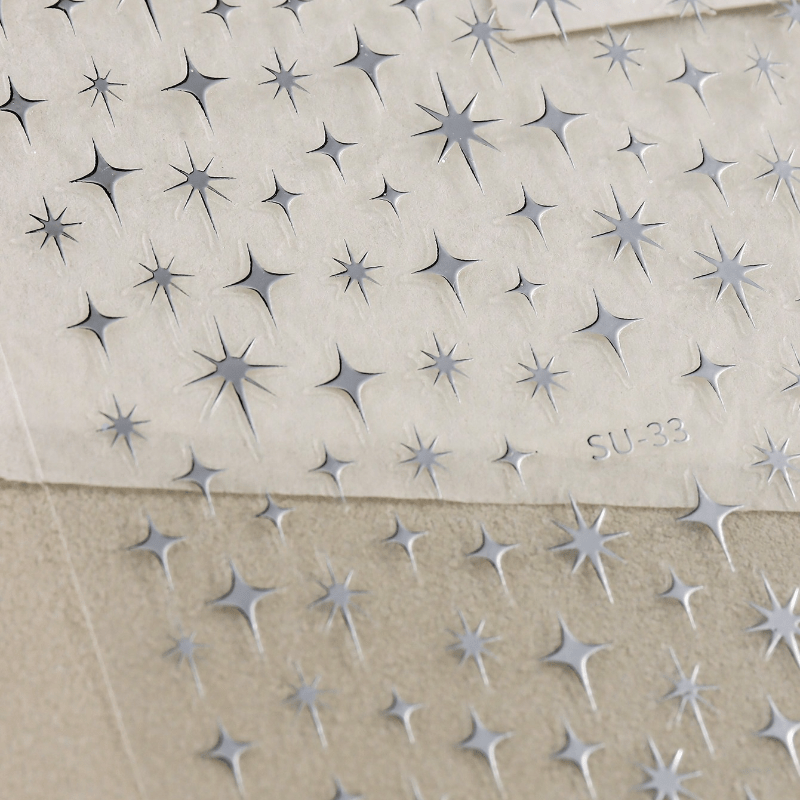 3 Pcs 3D Metal Laser Golden Starburst Nail Stickers - Y2K Nail Art Tips for Manicure and French Nail Art Decoration