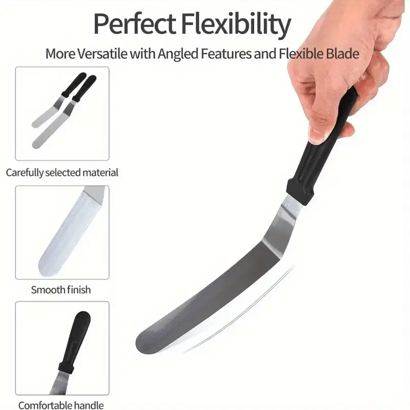 1pc heavy duty professional bakery spatula stainless steel palette knife with edge for smooth frosting decorating cakes cupcakes easy clean baking tool for home commercial kitchens halloween wedding birthday cakes durable pastry decorating knife cake baking supplies ergonomic handle blade dessert makers Product details 2
