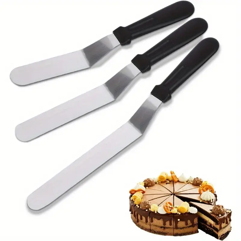 1pc heavy duty professional bakery spatula stainless steel palette knife with edge for smooth frosting decorating cakes cupcakes easy clean baking tool for home commercial kitchens halloween wedding birthday cakes durable pastry decorating knife cake baking supplies ergonomic handle blade dessert makers Product details 1