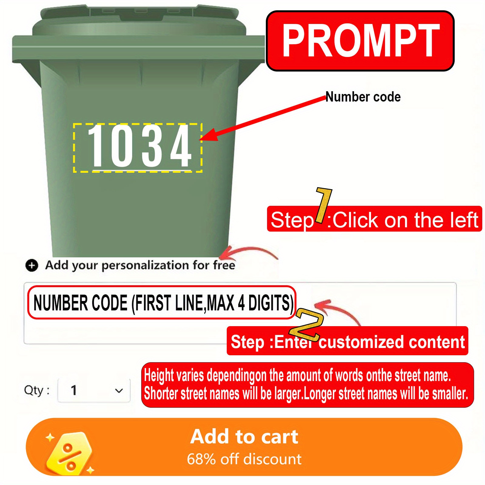 TEMU Customize Your Address And Number Reflective Wheelie Bin Stickers Number Labels For Wheelie Bins