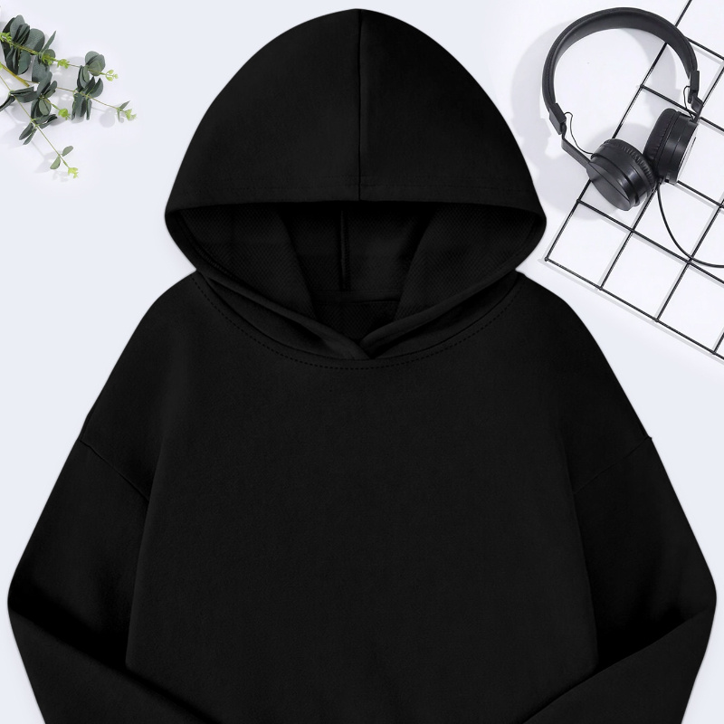 

Solid Color Boys Stylish & Trendy & Cozy Long Sleeve Hoodie Sweatshirt For Autumn & Winter Daily Wear