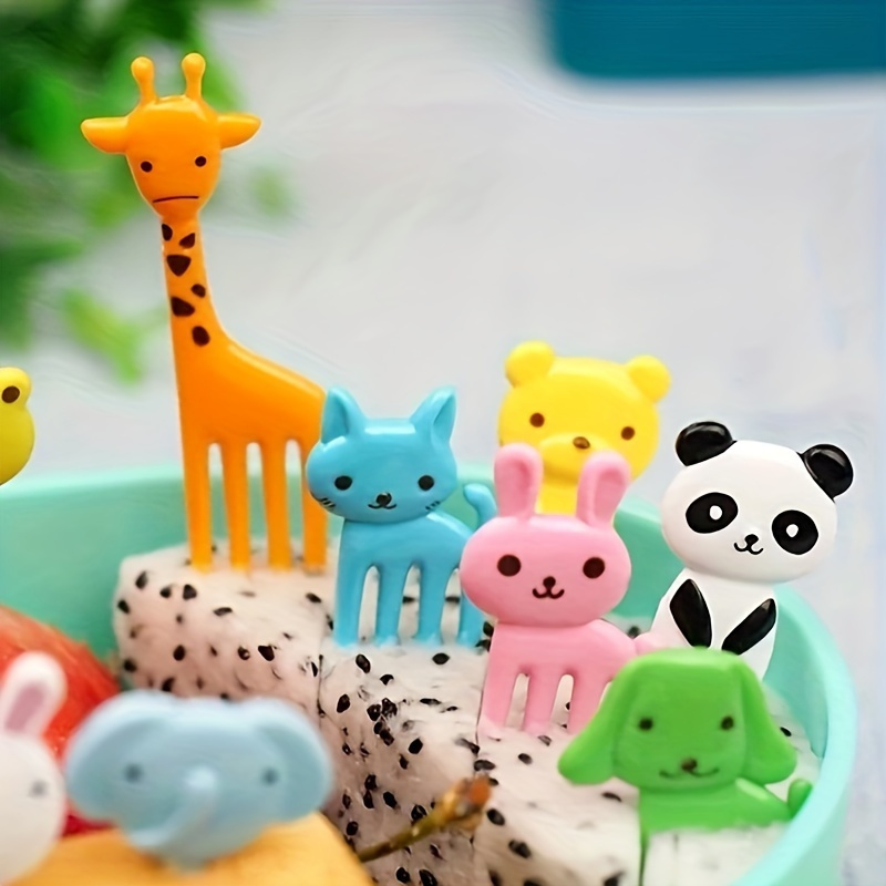 10pcs whimsical animal fruit fork set colorful reusable cartoon picks for snacks cakes desserts ideal for christmas parties   meals consumable decorations details 5