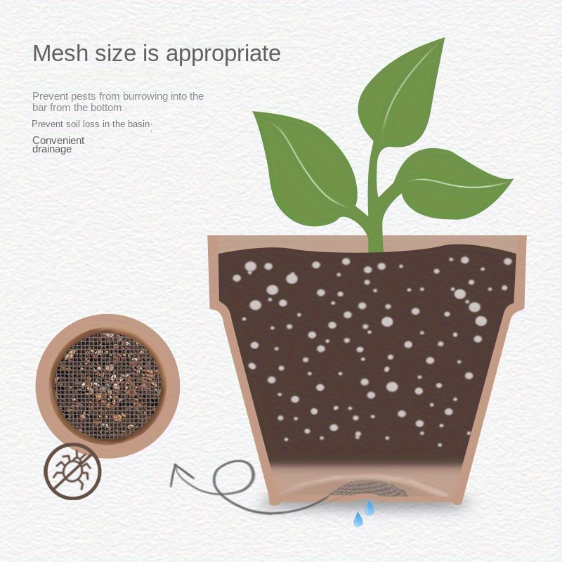 50pcs Round Mesh Plant Support Screens - Soil Retention & Drainage Protection for Garden and Lawn Care