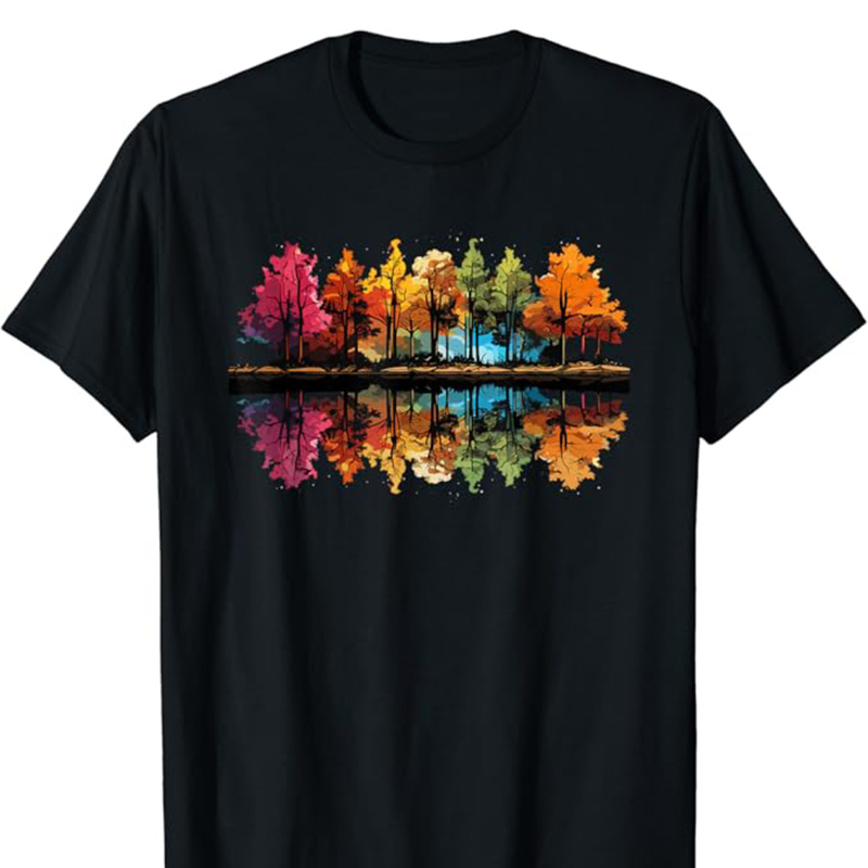 

Men's Nature Wildlife Trees Print Cotton T-shirt, Casual Short Sleeve Crew Neck T-shirt, Men's Tee For Outdoor