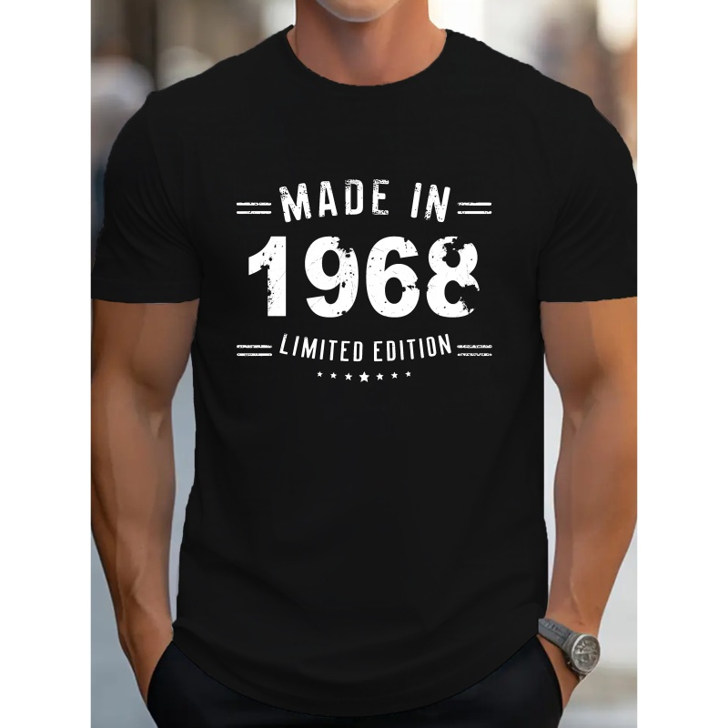 

FAIT EN 1968 Imprimé, T-shirt à col rond pour homme, T-shirt décontracté et léger à manches courtes pour l'été