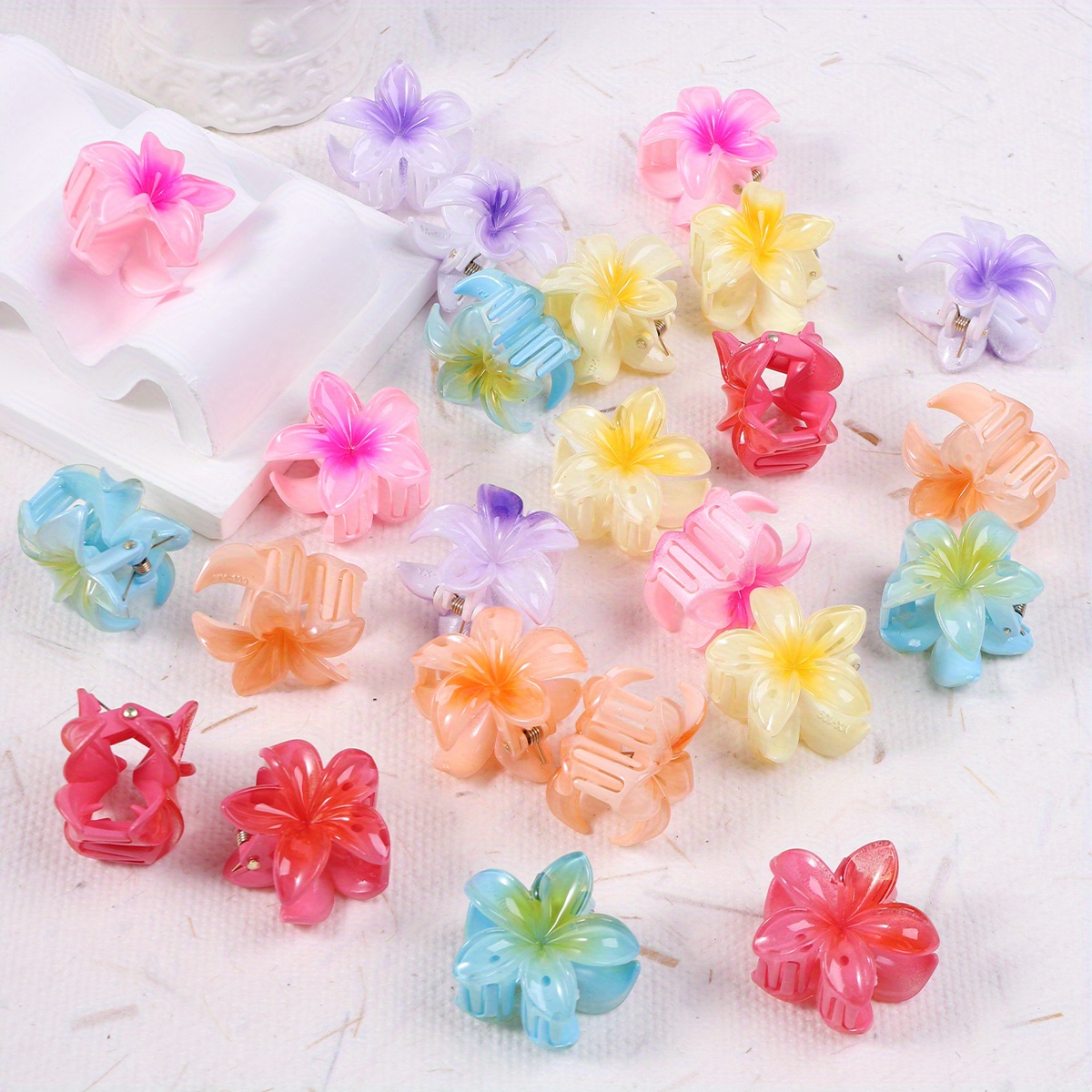 

24-piece Set Vintage Elegant Matte Flower Hair Claw Clips - Big Plastic Hair Clamps For Women, Solid Color, Hair Accessories For Homecoming, Christmas - Ideal Gift , Wife Suitable For All Hair Types