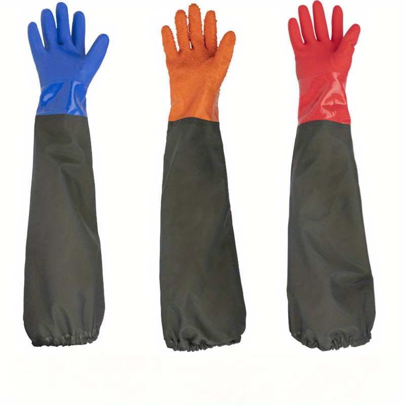 extra thick   waterproof gloves stab resistant long sleeve for laundry dishwashing outdoor use alcohol free pvc material details 0