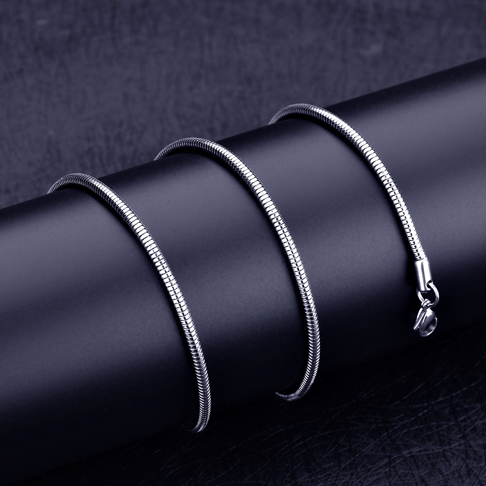 Width 3mm 316l Stainless Steel Round Snake Chain Necklace For Men Gift Accessories Women Necklace